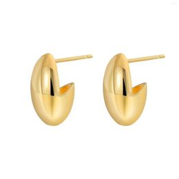 Stud Earrings Gold Colour Round Chunky For Women Lightweight Smooth Metal Open Thick Hoops Fashion Trendy Jewellery 2023