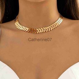 Pendant Necklaces IngeSight.Z Vintage V Sequins Chain Choker Necklace for Women Punk Gold Colour Leaves lavicle Chain Necklaces Jewellery Gift J230809