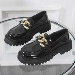 Dress Shoes Comemore Vintage Slip on Metal Chain Oxford Shoes for Woman Spring Platform Ladies Loafers 2023 New Women Flats Lolita Mary Jane J230808