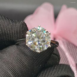 Cluster Rings Anel de Casamento Clássico para Mulher 11mm 5ct VVS Grau D Cor Moissanite 925 Prata Pode Passar no Teste de Diamante