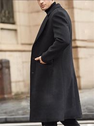 Men's Suits Winter Coat Overcoat 1 Pcs Work Business Notch Lapel Collar Casual Jacket Outerwear Solid Coloured Black Khaki Grey