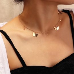 Choker Korean Boho Butterfly Necklace For Women Jewellery Gold Colour Chain Pendant Lady Girls Fashion Gift Summer Accessories 2023
