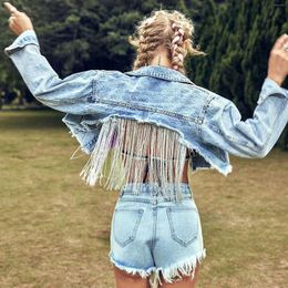 Women's Jackets Denim Jacket Women Spring And Summer Fashion Tassels Are Spliced Hollowed Out To Make Old
