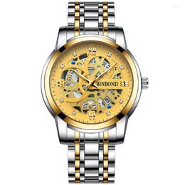Wristwatches Creative Round Luxury Dial Three-dimensional Hollowed Retrofit Waterproof Stainless Strap Fashionable Wrist Watches For Men