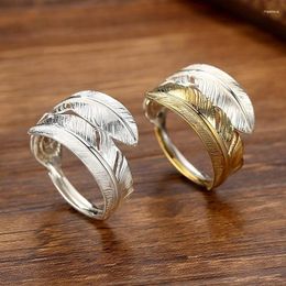 Cluster Rings Original S925 Silver Japanese Feather Light Luxury Senior Ring Men And Women Couples Opening Adjustable