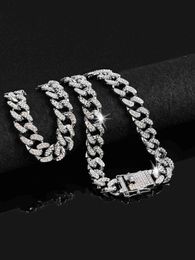 Pendant Necklaces Hip Hop Miami Cuban Chain Necklace 13mm Iced Rhinestones Shimmering Rap Jewelry Gift For Men J230809