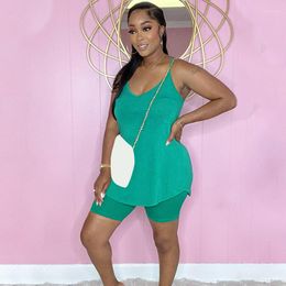 Women's Tracksuits WUHE Casual Women Shorts Suit And Sleeveless T-shirt Green Street Tracksuit Two Piece Set 2023 Summer Outfits