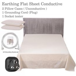 Sheets & Sets Grounded Flat Sheet With 2 Case Unconductive By Cotton Silver Fabric Conductive EMF Health Earth Benifits235P