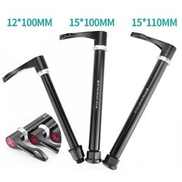 Bike Stems Bicycle Front Fork 12x100mm 15x100110mm Quick Release Thru Axle Spin Lock Alloy Wheels Cycling Parts 230809