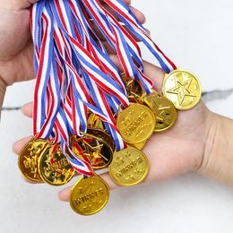 Other Event Party Supplies 10Pcs Plastic Gold Winners Medals Children Game Sports Prize Awards Toys for Kids Birthday Party Favours Pinata Fillers 230809