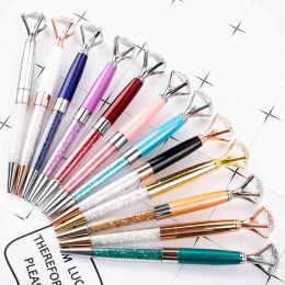 wholesale 15 Colour Big Diamond Ballpoint Pen Crystal Gem Pens Metal BallPen Advertising Gift Custom Logo Fashion School Office Stationery LL