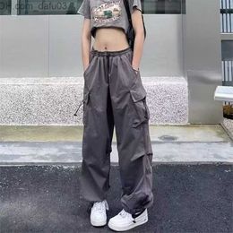 Women's Pants Capris Women's Y2K cargo pants casual Harajuku low waist drag sports pants solid drag umbrella men's oversized pants jogger Z230809