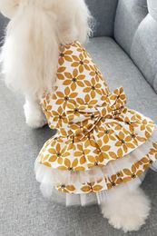 Dog Apparel Skirt Spring And Summer Thin Pet Cute Bow Puffy Teddy