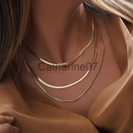 Pendant Necklaces Fashion Vintage Snake Chain Necklace Men Women Unisex Collar Choker Gold Silver Colour Flat Snake Chain Necklace Trendy Jewellery J230809