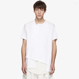 Men's T Shirts Oblique Double-layer T-shirt Short-sleeved Two Irregular Design Loose Edges Niche Designers