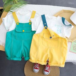 Clothing Sets Baby Boy Clothes 0-4Y Summer Children Cartoon Cute Suit Boys And Girls Short-sleeved T-shirt Denim Overalls 2-piece Set