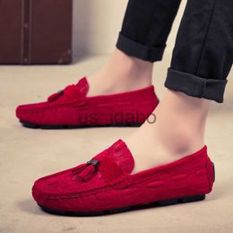 Dress Shoes 2022 New Arrival Fashion Red Men's Summer Moccasins Comfortable Genuine Leather Loafers Men Low Slip-on Driving Shoes Men Flats J230808