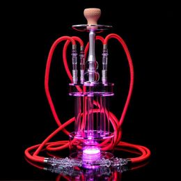 Big Gatling Hookah Acrylic Narguile Completo Shisha Pipe Set Chicha Pipa Cachimba 4 Hoses LED Light Accessories Nightclub Party HKD230809