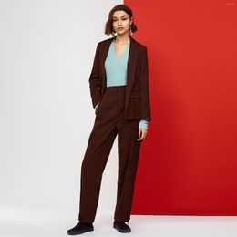 Women's Two Piece Pants Suit Set 2 Pieces Female Fashion 2023 Autumn Light Luxury Commuting Temperament Solid Colour Waist Lace Up Lady