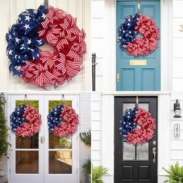 Decorative Flowers Fourth Of July Independence Day Wreath Memorial Veterans Hanging Patio Indoor Outdoor Party Patriotic Home Decor