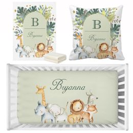 Bedding sets LVYZIHO Jungle Animals Boys Custom Name Baby Bedding Set Birthday Gift Toddler Gift Bedding Set Baby Shower 230809