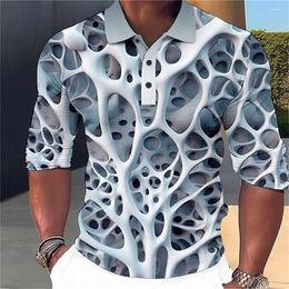 Men's Polos Fashion Polo Shirt 3D Stripe T-Shirt Tops Summer Short Sleeve Colorful Pattern Tees Casual Clothing