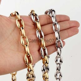 Pendant Necklaces 7"-40" Top Quality 6.5/7.5/12mm 316L Stainless Steel Women Men Gold Silver Color Coffee Beads Chain Necklace or Bracelet J230809
