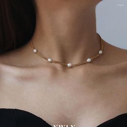 Chains Real Pearl Necklace Stainless Steel For Women Minimalist Simple Elegant Jewellery Dainty Summer