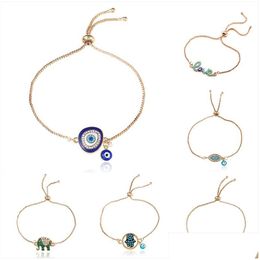 Charm Bracelets New Turkey Blue Evil Eye For Women Men Good Luck Hamsa Hand Elephant Love Letter Adjustable Chains Bangle Fashion Drop Dhb2E