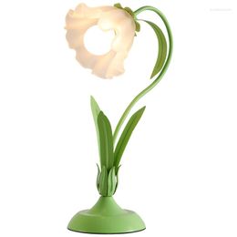 Table Lamps Retro French Lamp Bedroom Ambience Light Girl Flower Creative Warm Bedside Simple 1Pcs