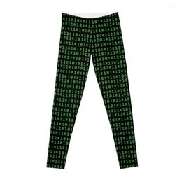 Active Pants Green Binary Code Pattern Leggings Sporty Woman Tight Fitting Gym Clothing For Women