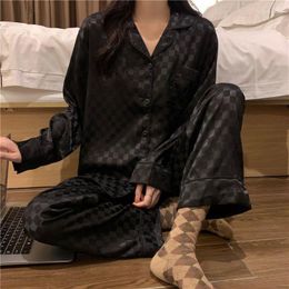 Women's Sleepwear Pyjamas Sets Kawaii Silk For Sleeping Spring Autumn Clothes Smooth Matching Of Plus Size Female Clothing