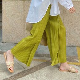 Women's Pants s 2023 Double layered pleated flowing high waisted wide leg pants trouser korean flare 230808