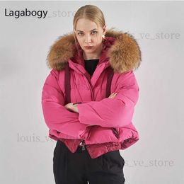 Women 2023 Parkas Luxury Short Quality Winter 90% White Goose Down Coat Thick Warm Puffer Jacket Huge Real Raccoon Fur T230809