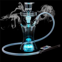 Russian Style Glass Shisha Big Vapour Hookah Box Chicha Narguile Smoking Water Pipe With LED Light Hose Bowl Hookah Accessories HKD230809