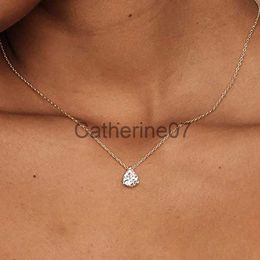 Pendant Necklaces Waterdrop Crystal Pendant Necklace for Women Korean Fashion Gold Colour Geometric CZ Choker Chain on Neck Accessories Jewellery J230809