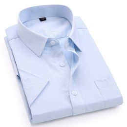 Men's Dress Shirts Men's Casual Dress Short Sleeved Shirt Summer White Blue Pink Black Male Regular Fit Shirt Men Social Shirts 4XL 5XL 6XL 7XL 8XL 230808