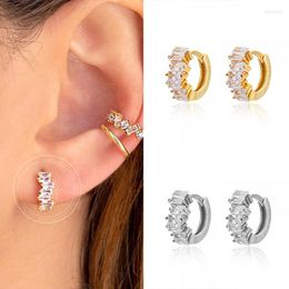 Hoop Earrings 925 Silver Ear Buckle Zircon Exquisite Crystal Circle Round For Women Simple Piercing Fine Jewellery