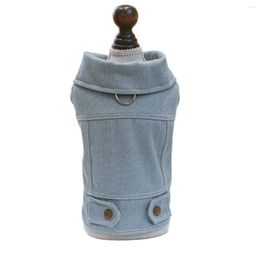 Dog Apparel Pets Dogs Jeans Jacket Light Blue Solid Design Denim Coat Vest Cat Puppy Spring/Autumn Clothes