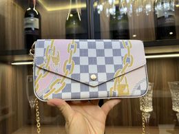 louiseViutionBag 3Pcs Women bag Handbag Felicie Pochette Damier Azur Canvas Satchel Bags Designer Leather Envelope Flap Purse Gold Chain Bag Messenger With Box M40