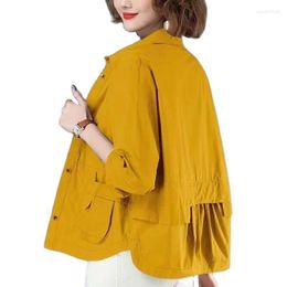 Women's Jackets Thin Short Coat Spring And Autumn Style Stitching Fashion Casual Solid Colour Pocket Cardigan Windbreaker Top5XL