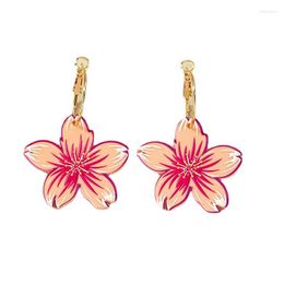 Hoop Earrings Flower Dangle Boho Layered Floral Petal Drop Statement Stud Earring For Women Girls