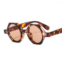 Sunglasses 2023 Fashion Oval Hexagon Women Men Plastic Frame Gradients Lens Vintage Party Beach Style Leopard Glasses UV400