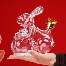 Wine glass bottle decanter 1000ML clear lead-free rabbit animal whiskey decanter wine glass bottle for Liquor Scotch Bourbon HKD230809