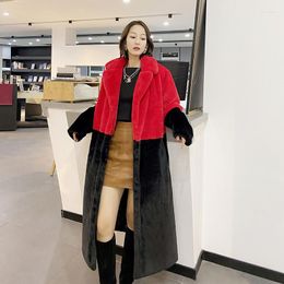 Women's Fur Thicken Warm Winter Cotton Loose Mink Faux Stitching Plus Size 5xl Long Coat Suit Collar Women Jacket