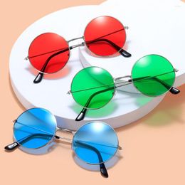 Sunglasses Retro Small Round Hippie Fashion Circle Metal Frame Sun Glasses Disco Party Candy Color Lens Eyewear For Women Men