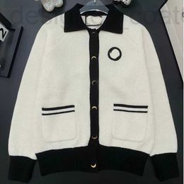 Basic & Casual Dresses designer G family knitted lapel long sleeved cardigan women's beige coat loose top black and white early autumn 2023 060L