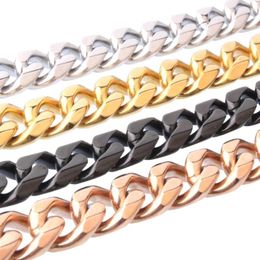 Chains 13/15MM Wide Fashion Unisex Jewellery 316L Stainless Steel Multi-Color Cuban Curb Link Chain Men Women Necklace Or Bracelet 7-40"