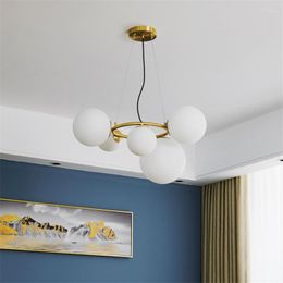 Pendant Lamps Nordic Large Ball Brass Glass Ring Lights Dining Room Modern Art Deco Living Bedroom Hanging Lighting