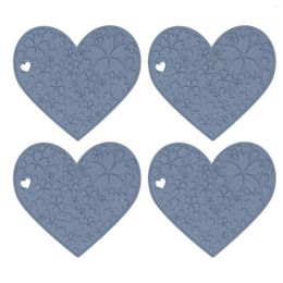 Table Mats Silicone Placemats Dinning Mat Heat Resistant Grey Heart Shaped Anti Slip Waterproof For Drawer Liners